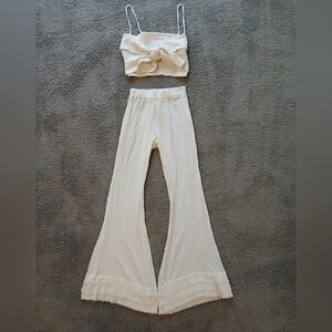 La Bikineria 2 Pc Flared Bell Bottoms & Matching Crop Top Set Beach Resort Boho